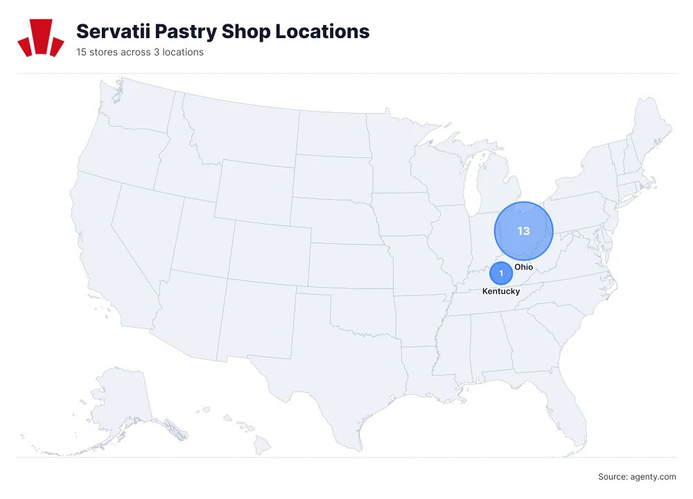 Servatii Pastry Shop Locations by State/Region