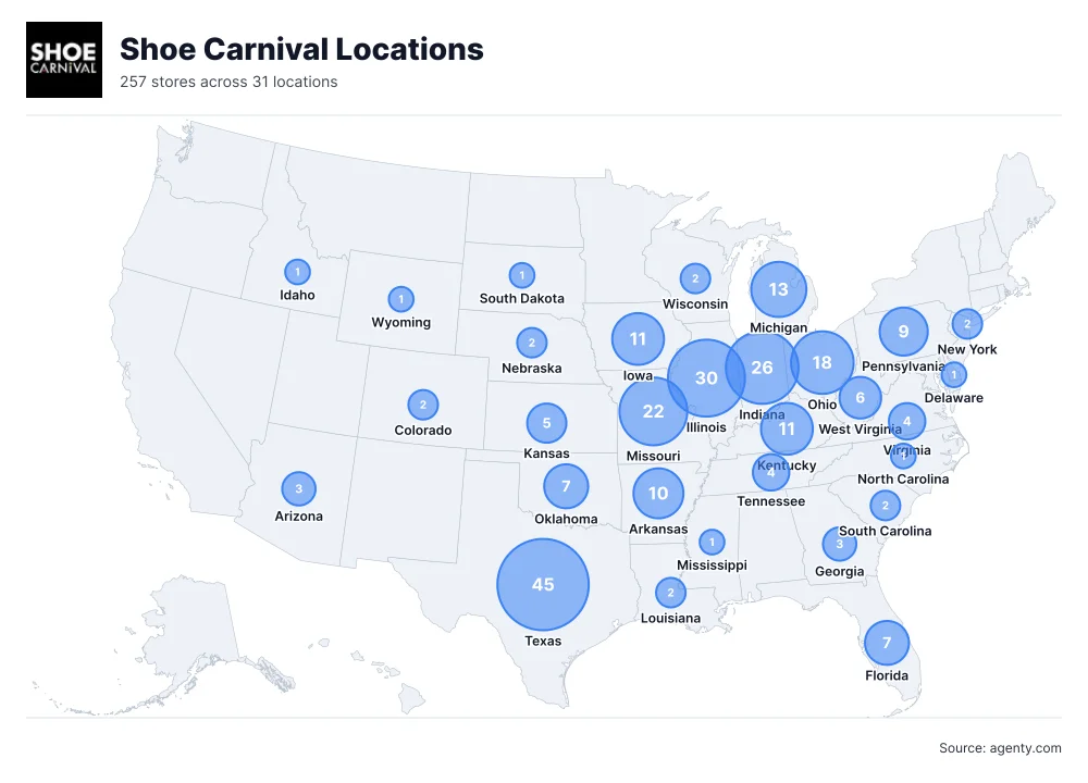 Shoe Carnival Locations by State