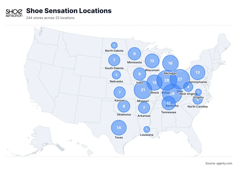 Shoe Sensation Locations by State
