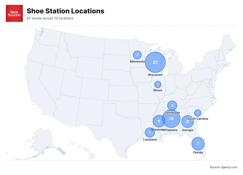 Shoe Station Locations by State