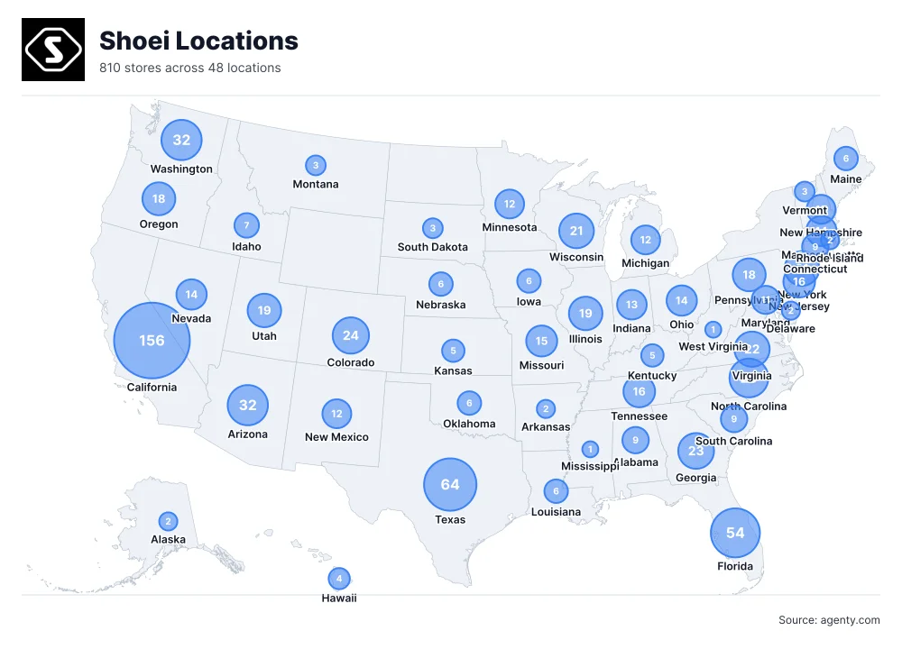 Shoei Locations by State/Region