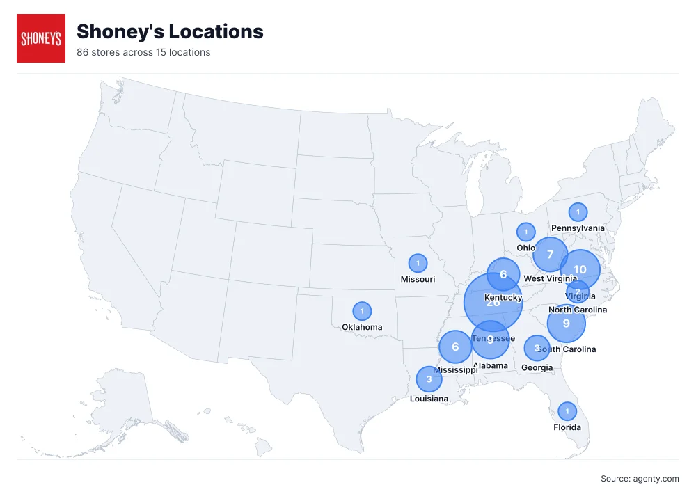 Shoney's Locations by State