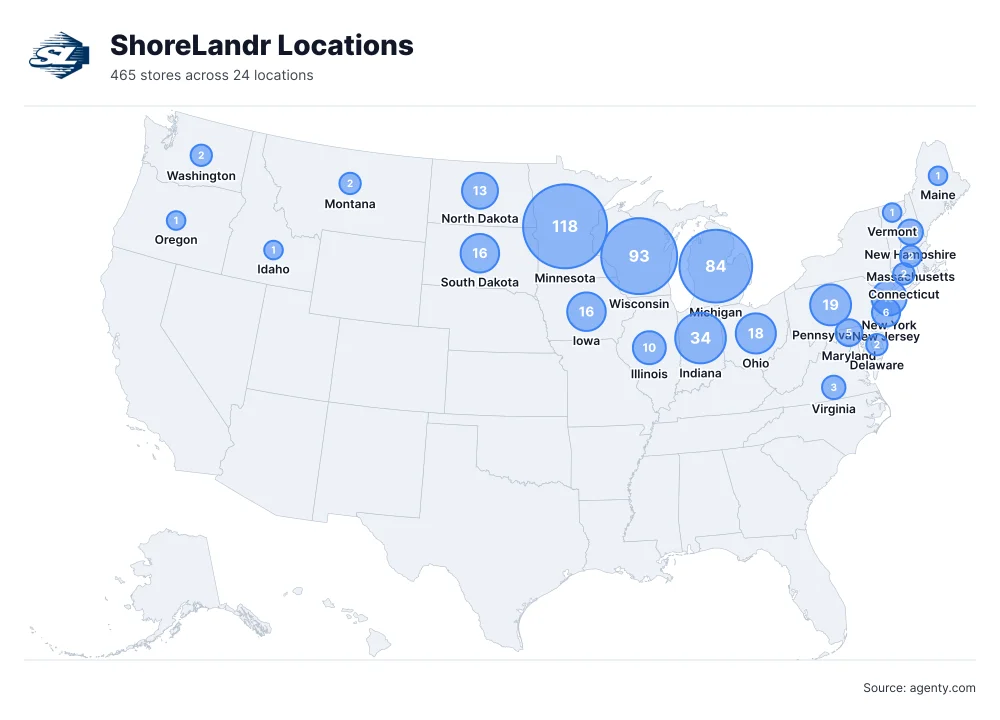 ShoreLandr Locations by State/Region