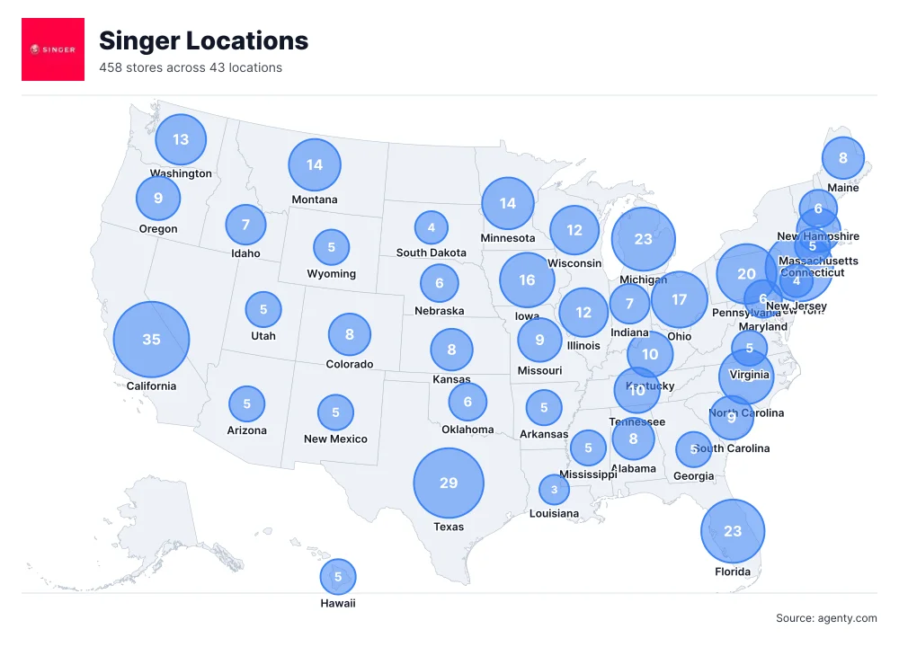 Singer Locations by State/Region
