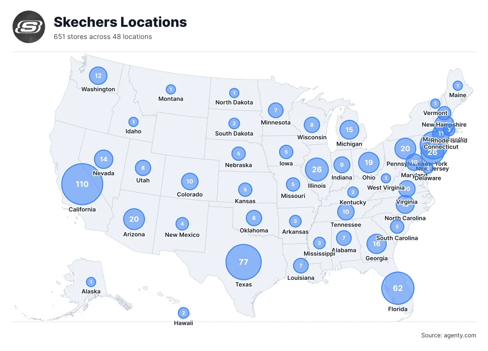 Skechers Locations by State