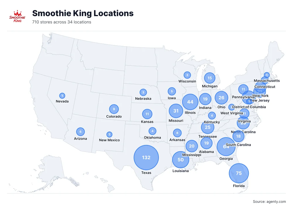 Smoothie King Locations by State/Region