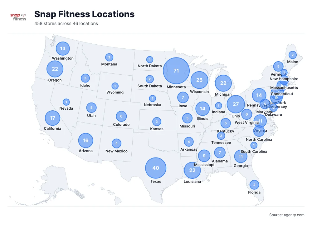 Snap Fitness Locations by State/Region