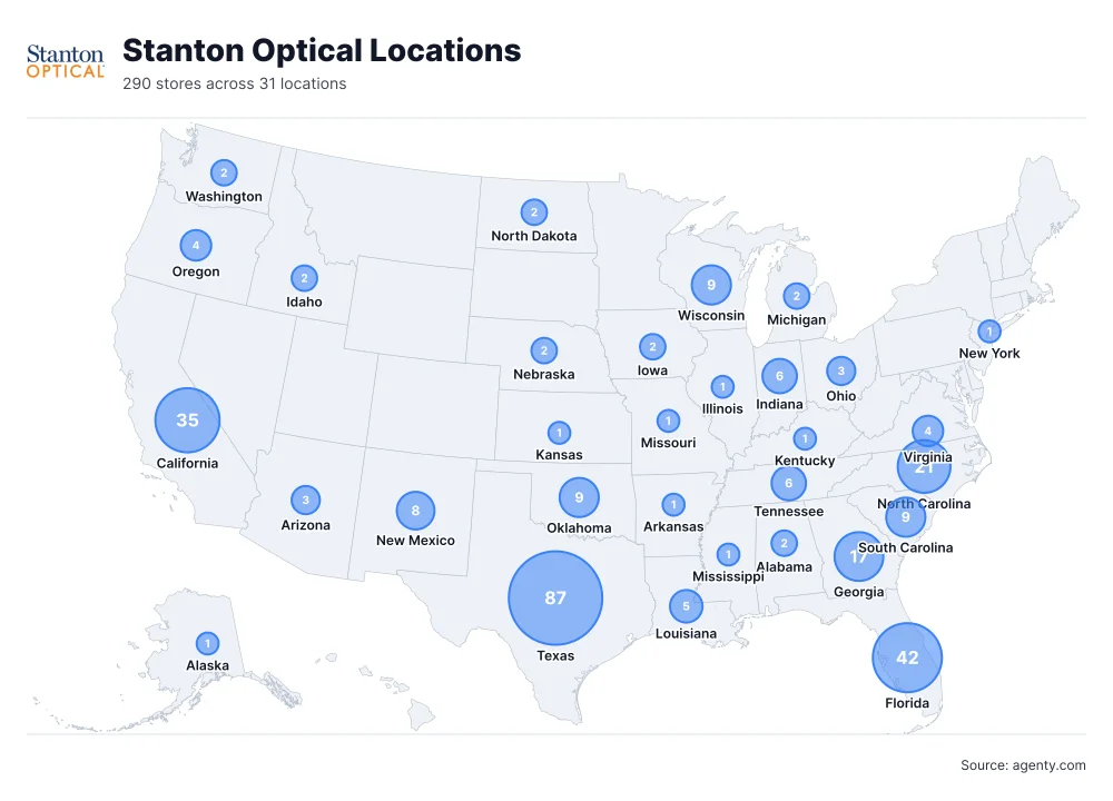 Stanton Optical Locations by State/Region