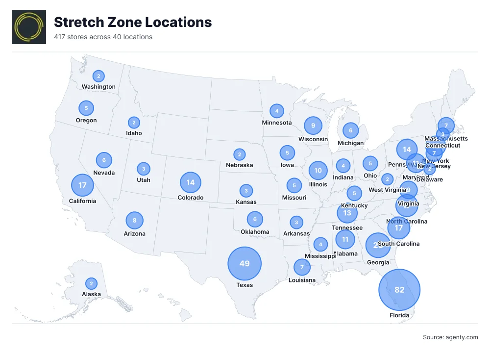 Stretch Zone Locations by State/Region
