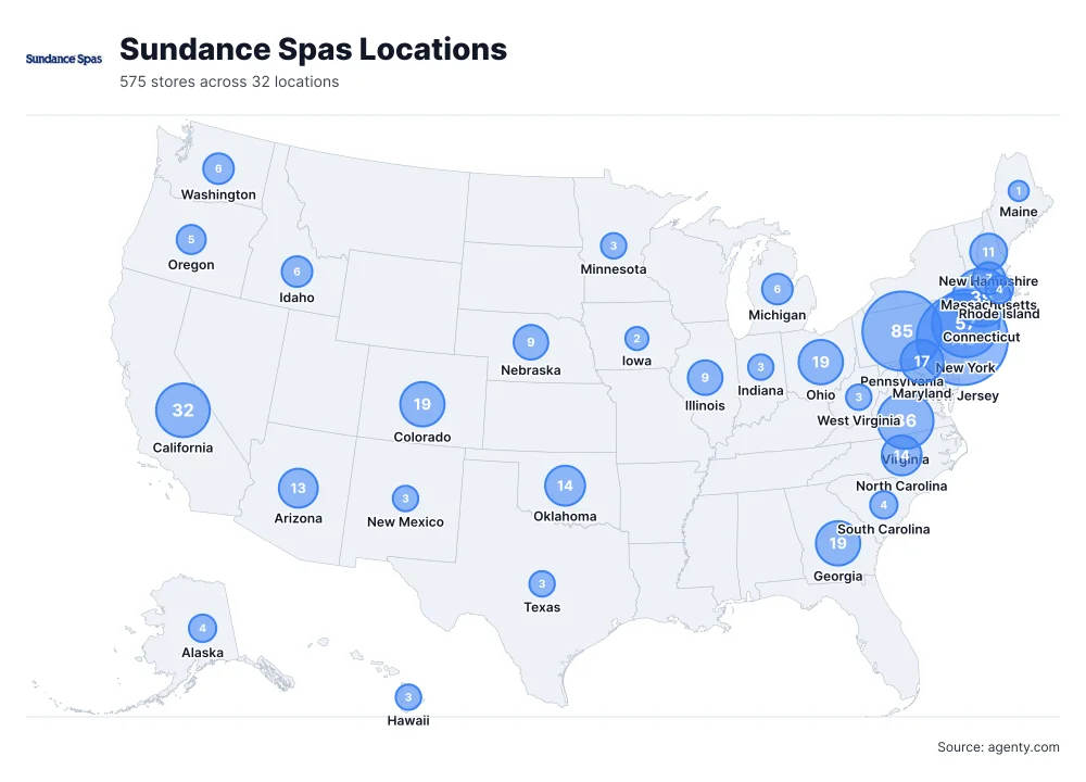 Sundance Spas Locations by State/Region