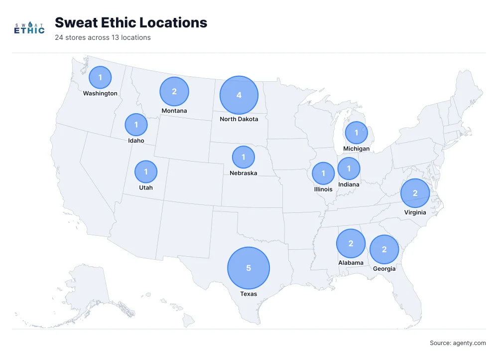 Sweat Ethic Locations by State/Region