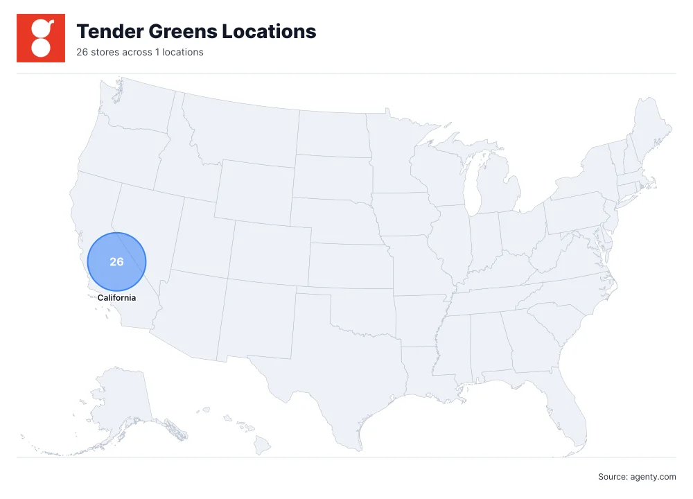 Tender Greens Locations by State/Region