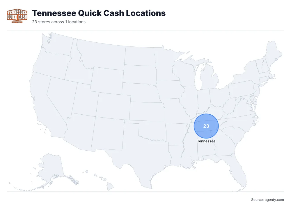 Tennessee Quick Cash Locations by State/Region