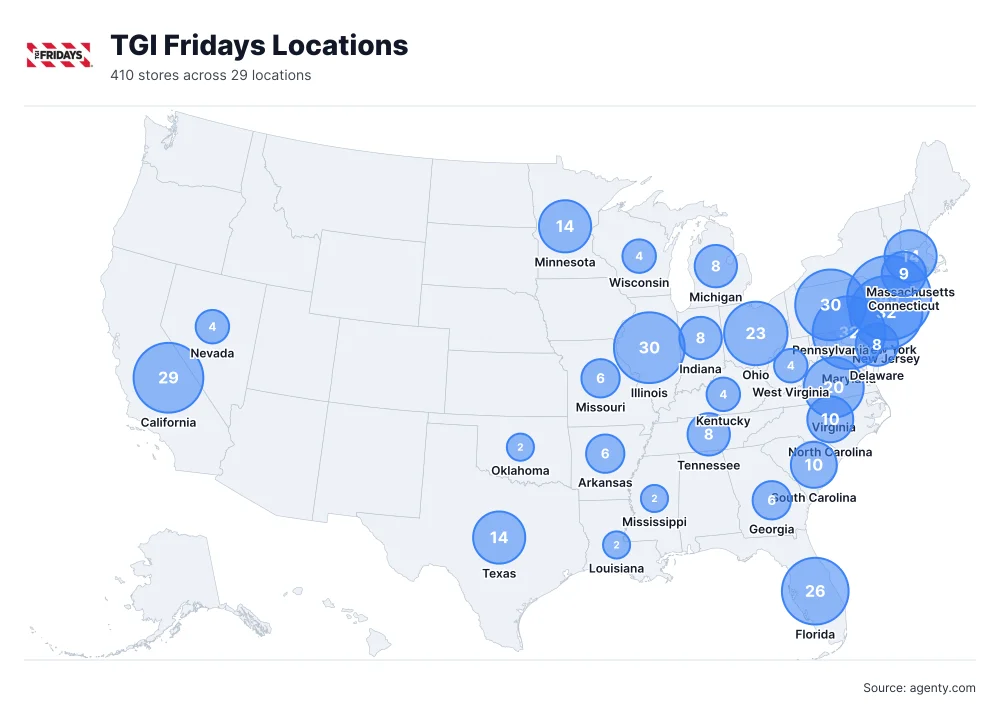 TGI Fridays Locations by State