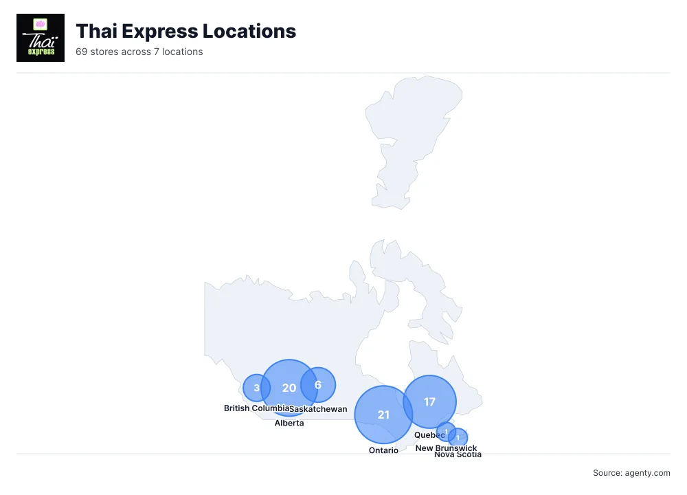 Thai Express Locations by State/Region