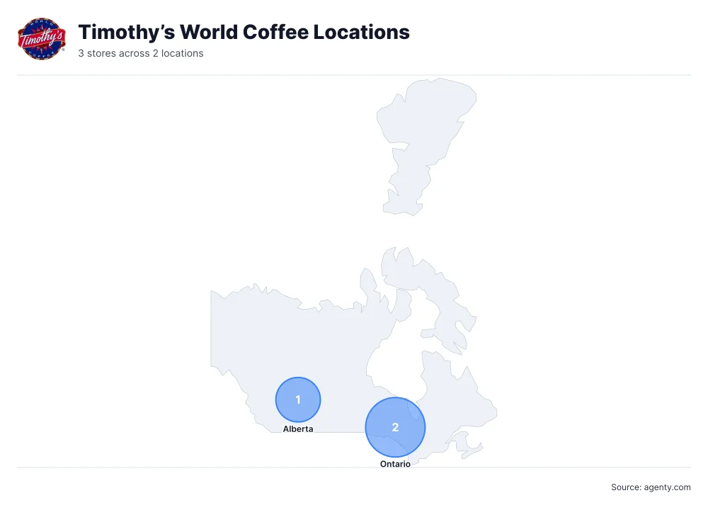 Timothy’s World Coffee Locations by State/Region