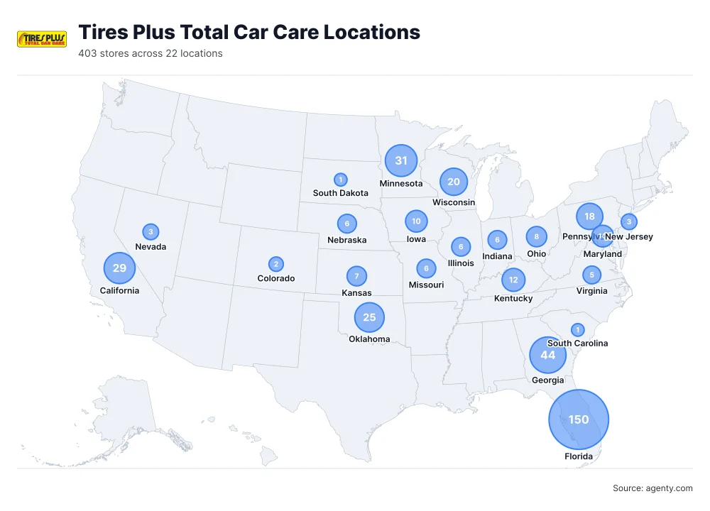 Tires Plus Total Car Care Locations by State/Region