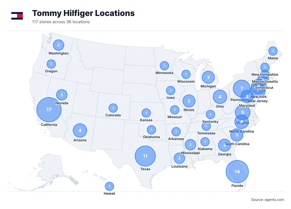 Tommy Hilfiger Locations by State/Region