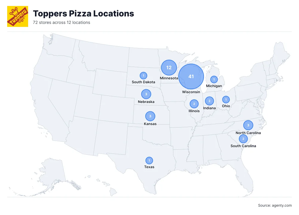 Toppers Pizza Locations by State