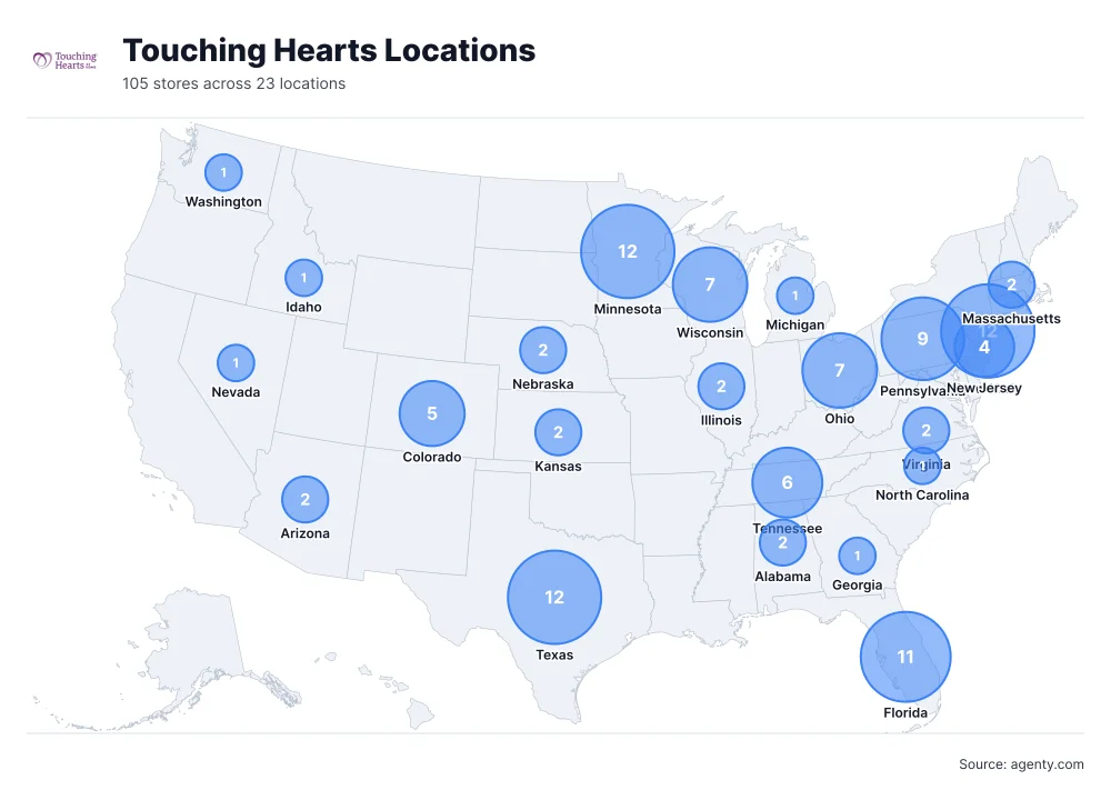 Touching Hearts Locations by State/Region