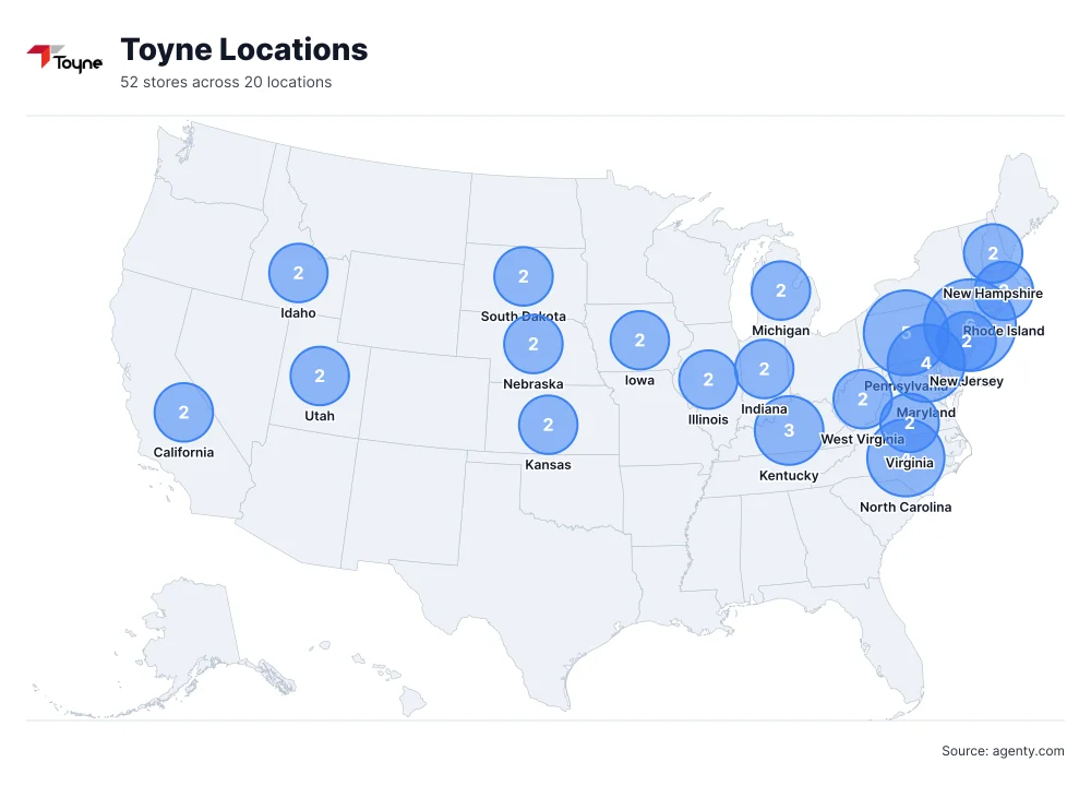 Toyne Locations by State