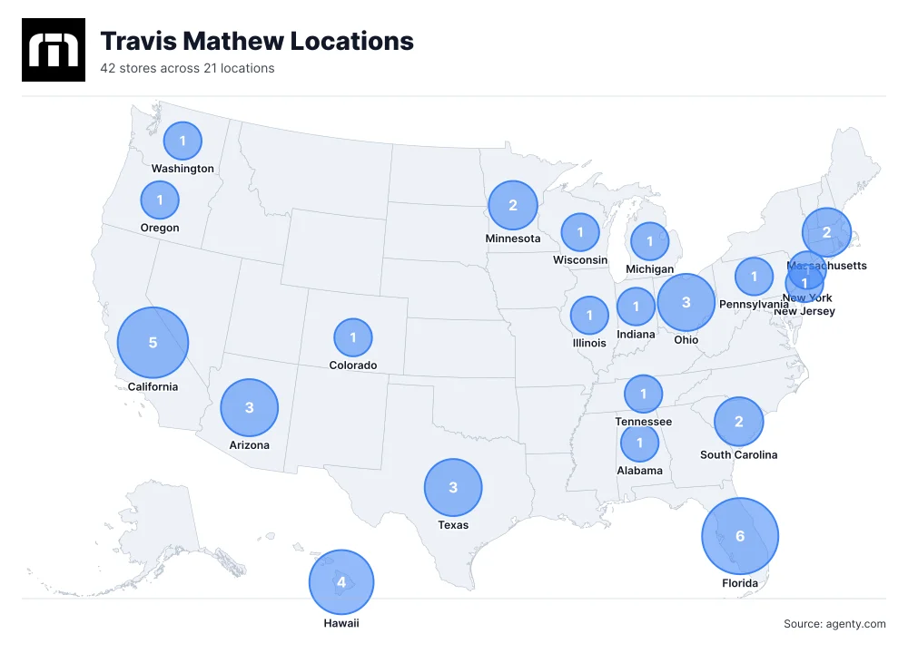 Travis Mathew Locations by State
