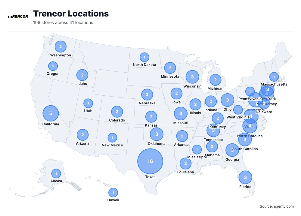 Trencor Locations by State/Region