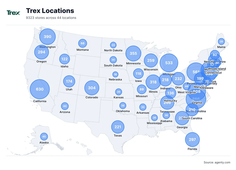 Trex Locations by State/Region