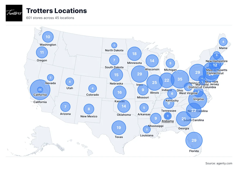 Trotters Locations by State/Region