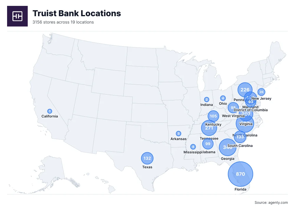Truist Bank Locations by State/Region