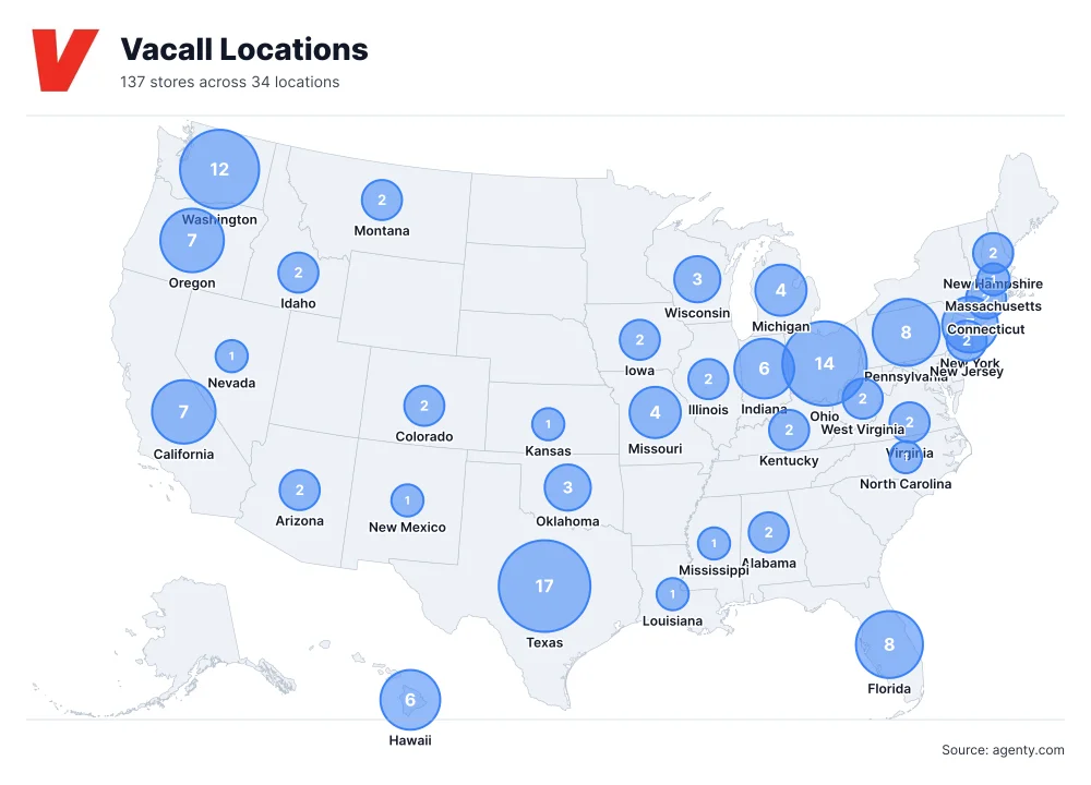 Vacall Locations by State/Region