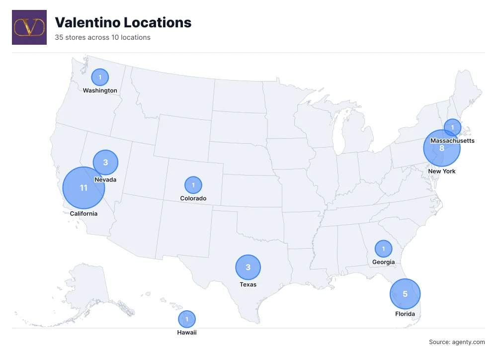 Valentino Locations by State