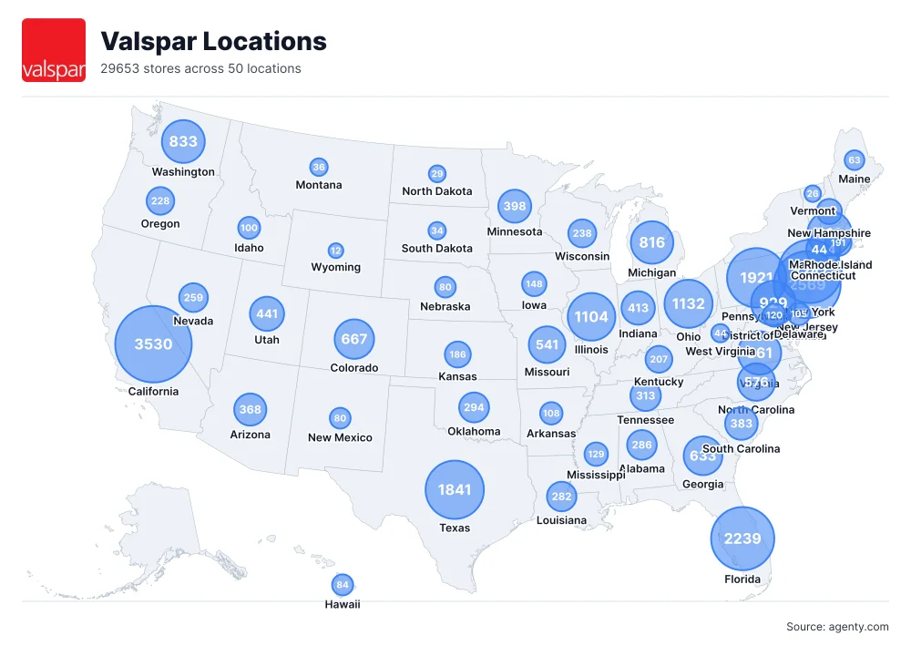 Valspar Locations by State/Region