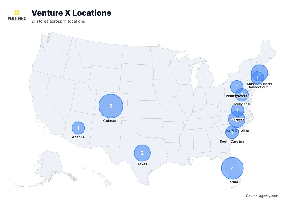 Venture X Locations by State/Region