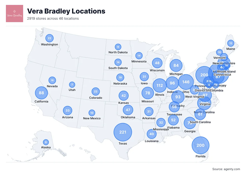 Vera Bradley Locations by State/Region