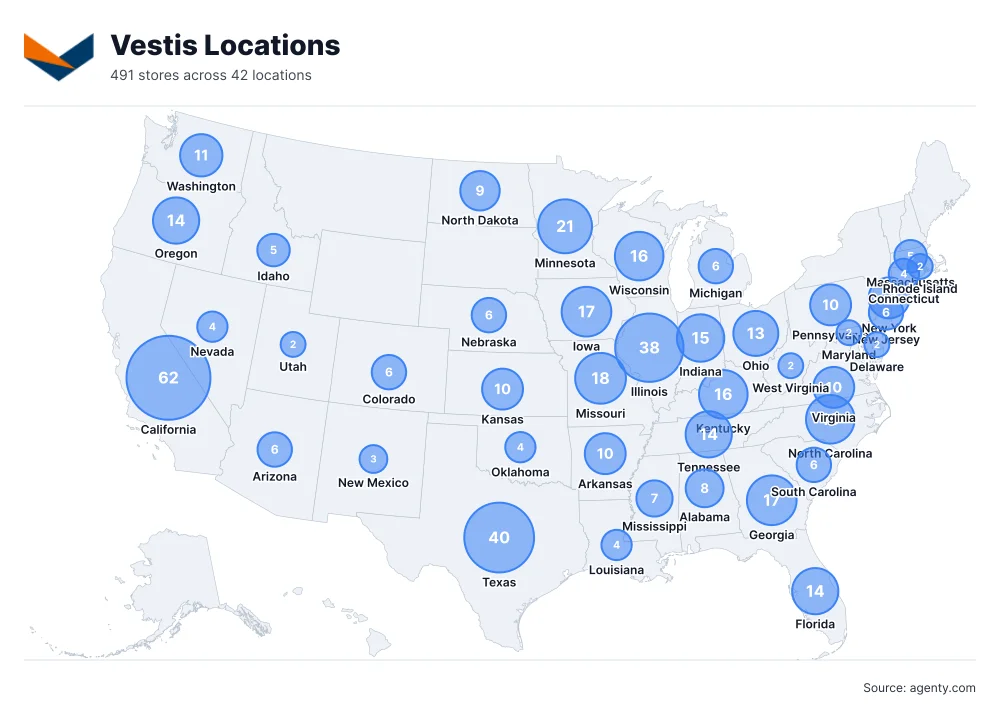 Vestis Locations by State