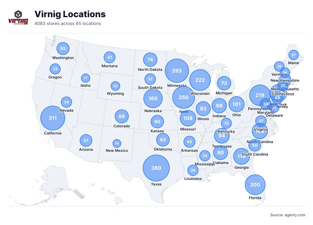 Virnig Locations by State