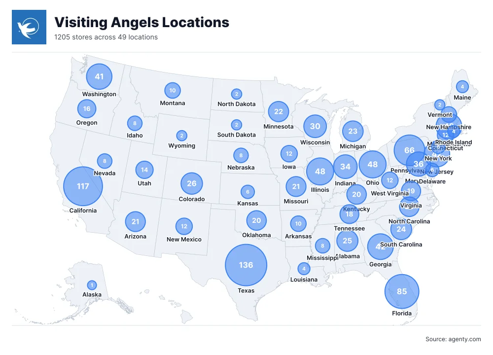 Visiting Angels locations in the USA