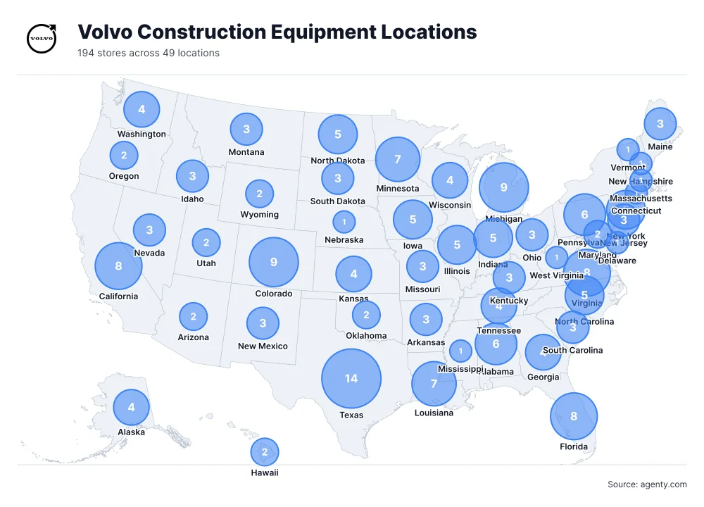 Volvo Construction Equipment Locations by State
