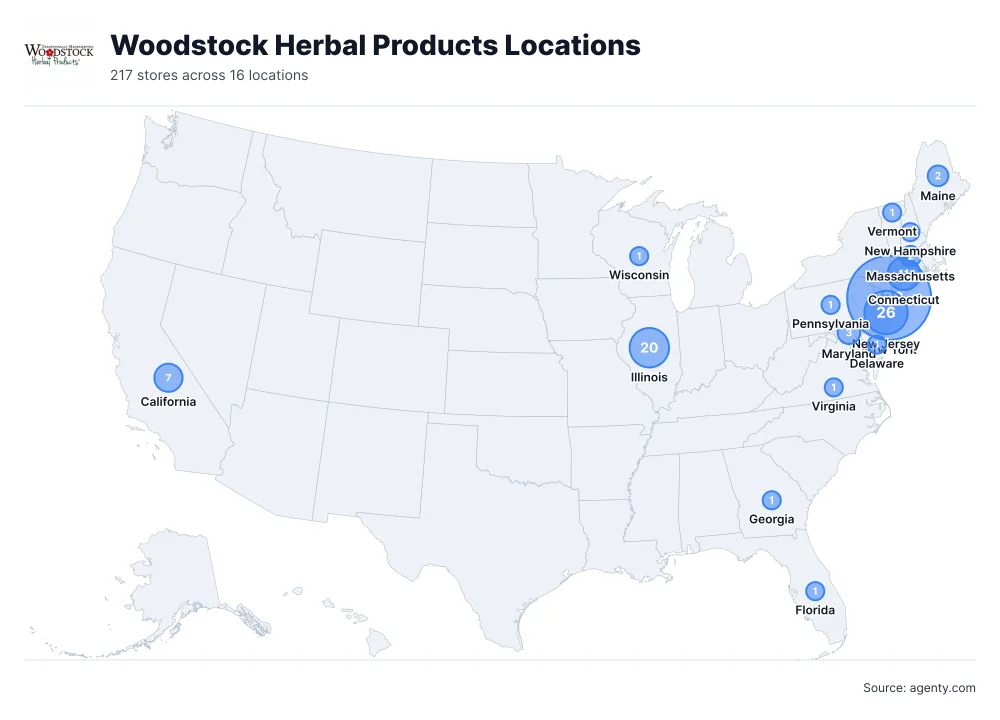 Woodstock Herbal Products Locations by State