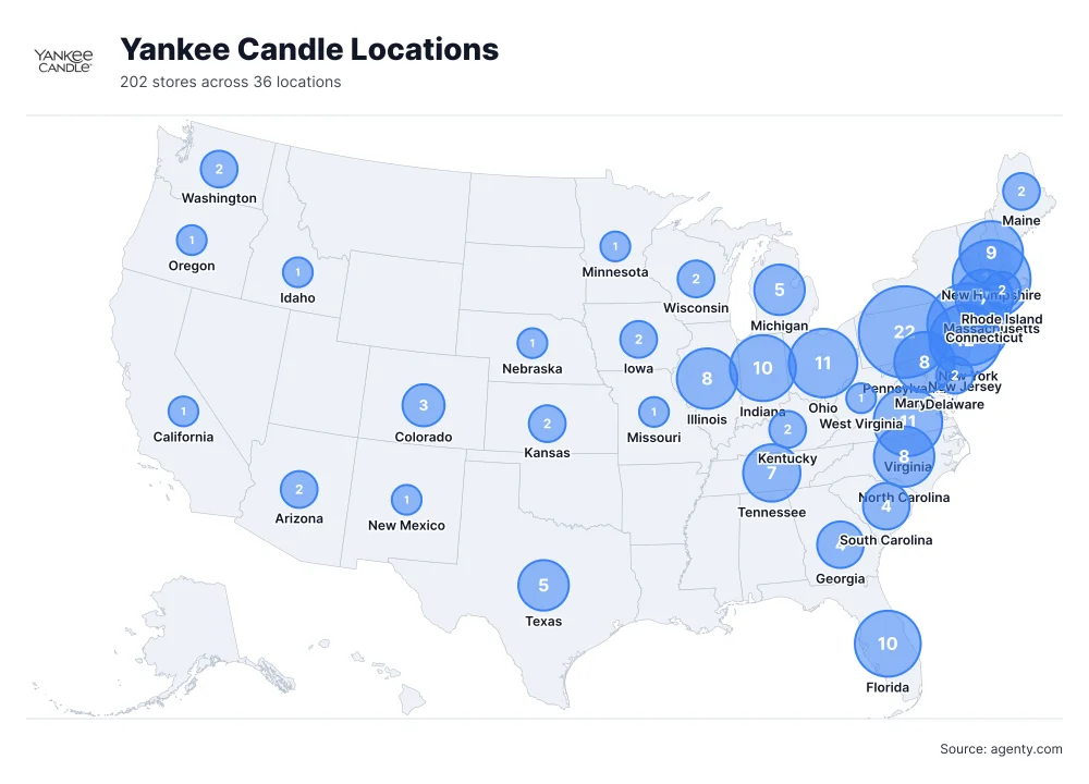 Yankee Candle Locations by State/Region