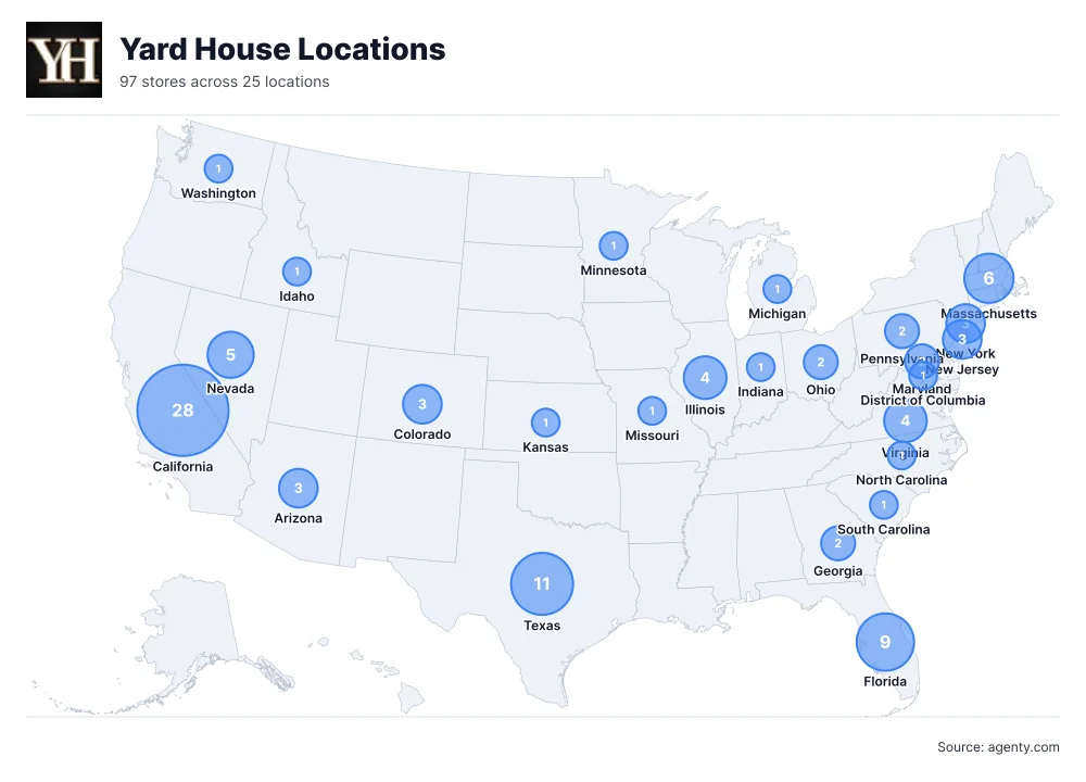Yard House Locations by State/Region