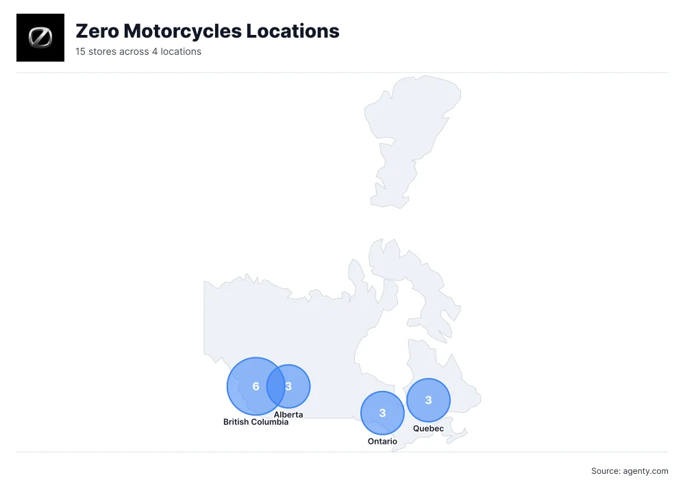 Zero Motorcycles Locations by State/Region