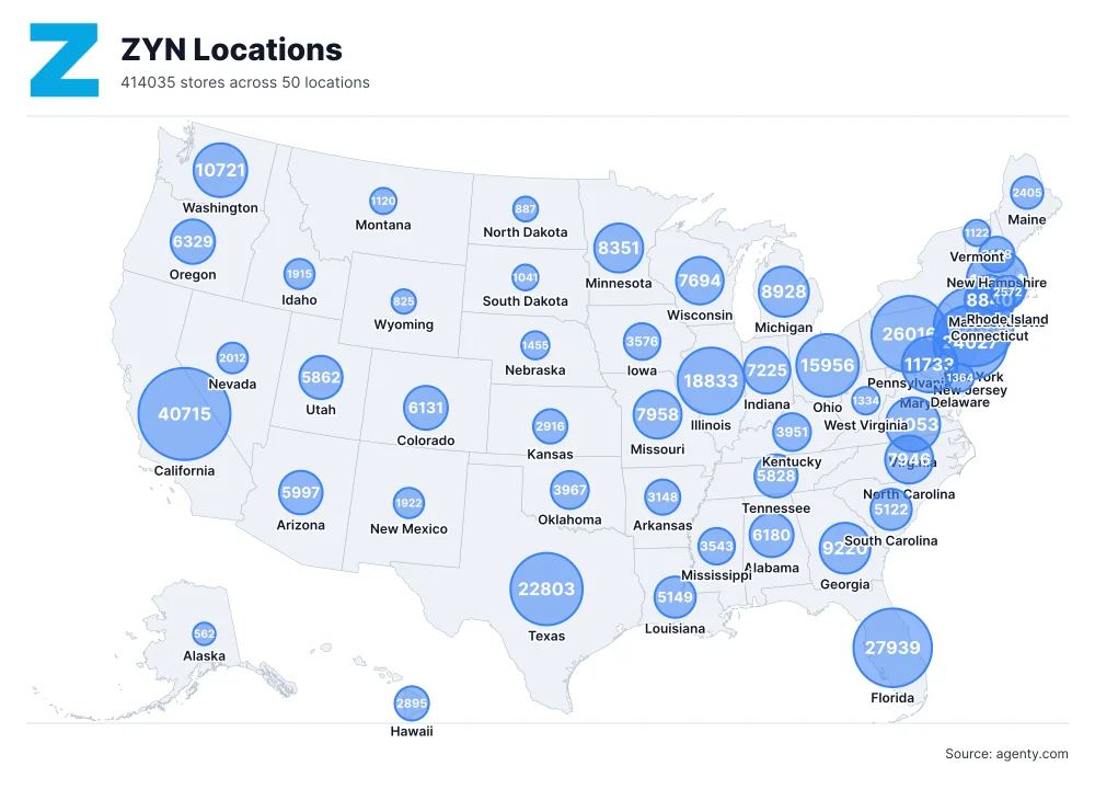 ZYN Locations by State
